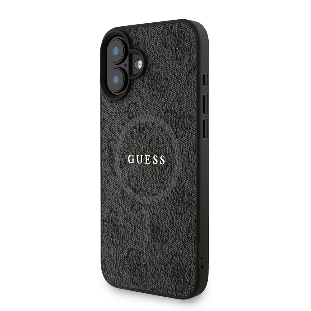Guess iPhone 16 Plus Orjinal Lisanslı Magsafe PU Deri Bilek Askı İpli Yazı Logolu Telefon Kılıfı