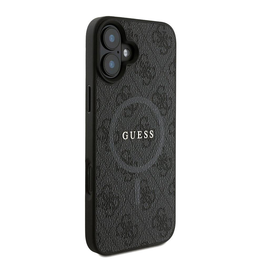 Guess iPhone 16 Plus Orjinal Lisanslı Magsafe PU Deri Bilek Askı İpli Yazı Logolu Telefon Kılıfı