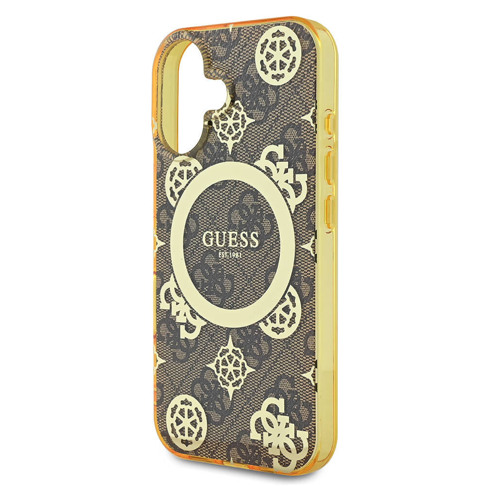 Guess iPhone 16 Plus Orjinal Lisanslı Magsafe Şarj Özellikli 4G Desenli IML Yazı Logolu Peony Telefon Kılıfı - 6