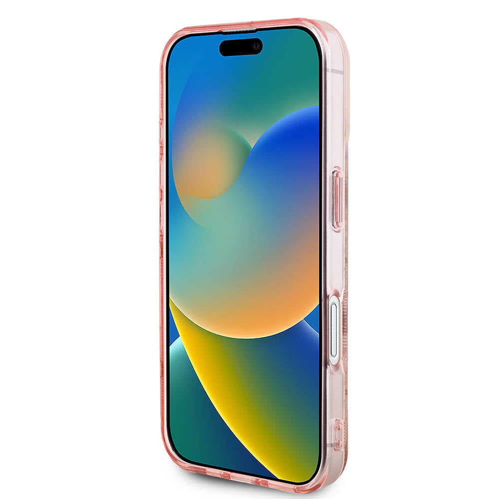 Guess iPhone 16 Plus Orjinal Lisanslı Magsafe Şarj Özellikli 4G Desenli IML Yazı Logolu Peony Telefon Kılıfı - 12