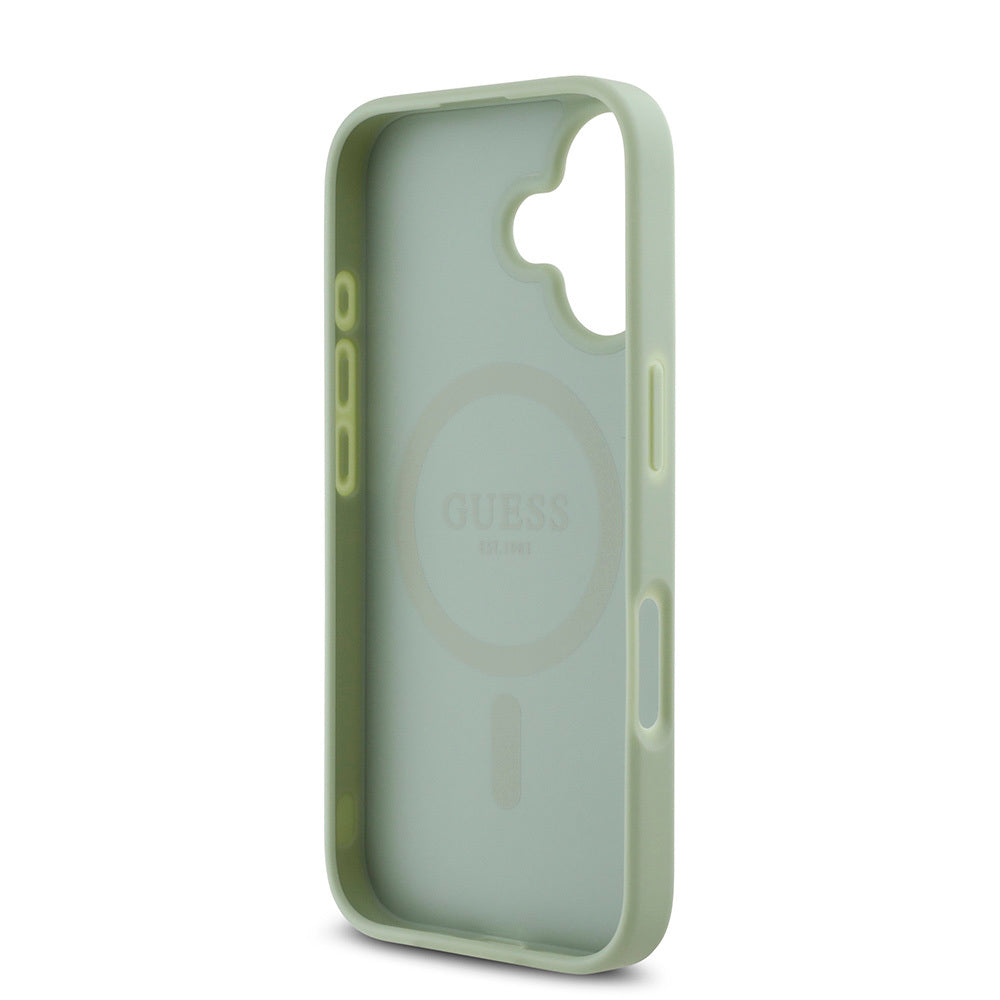 Guess iPhone 16 Plus Orjinal Lisanslı Magsafe Şarj Özellikli Yazı Logolu Grained Telefon Kılıfı - 15