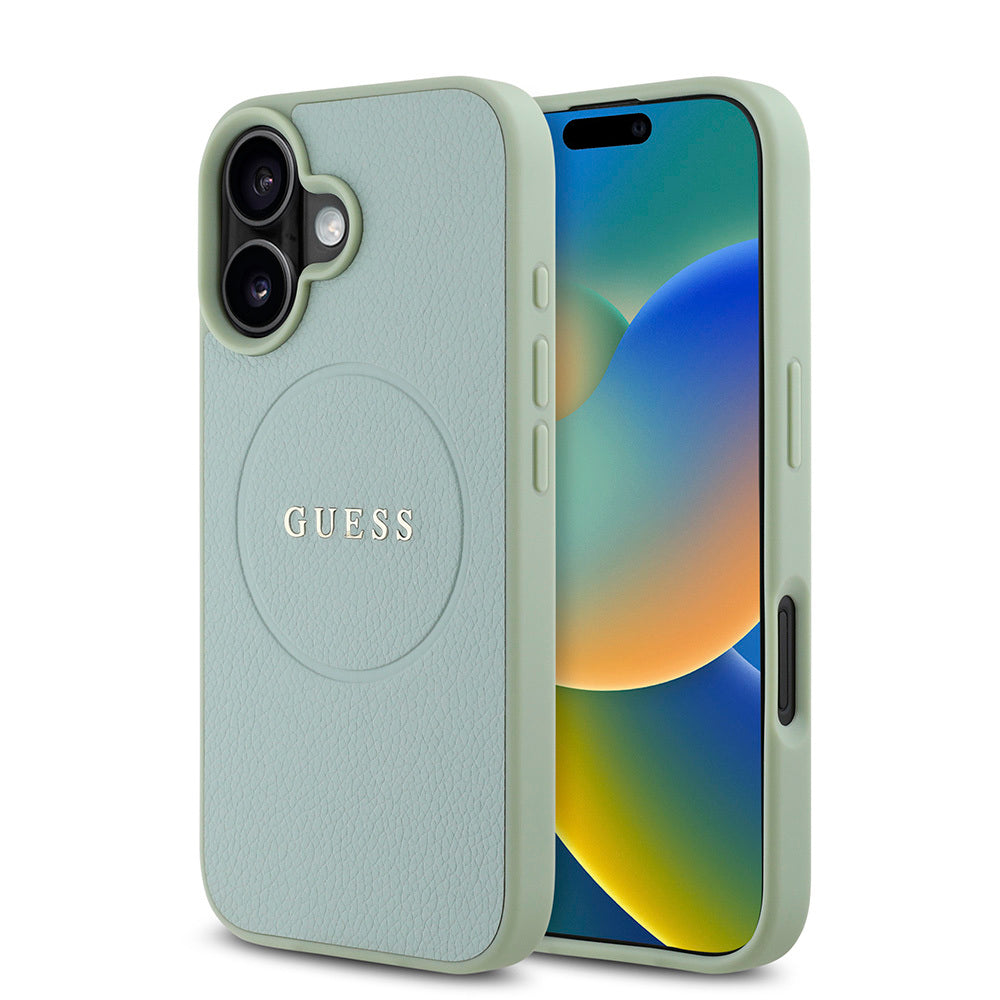 Guess iPhone 16 Plus Orjinal Lisanslı Magsafe Şarj Özellikli Yazı Logolu Grained Telefon Kılıfı - 9