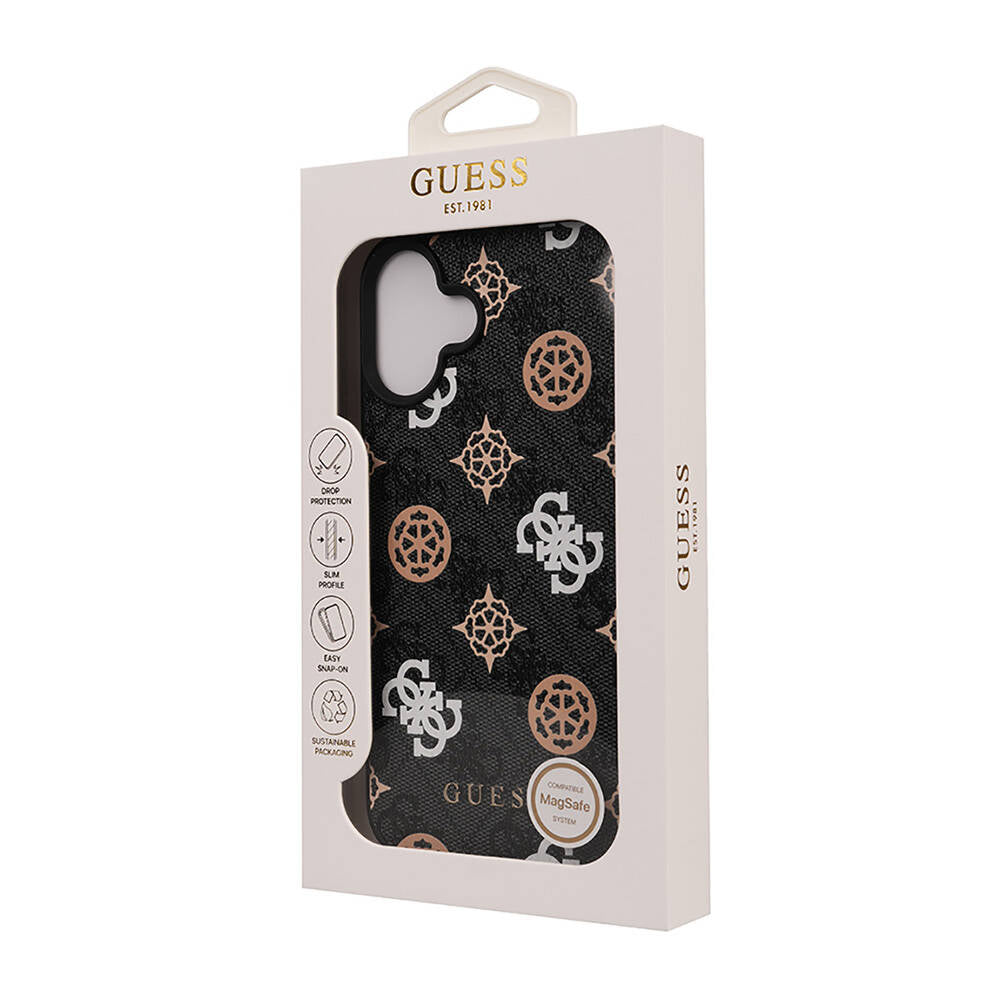 Guess iPhone 16 Plus Orjinal Lisanslı Magsafe Şarj Özellikli 4G Desenli Yazı Logolu Peony Telefon Kılıfı - 12