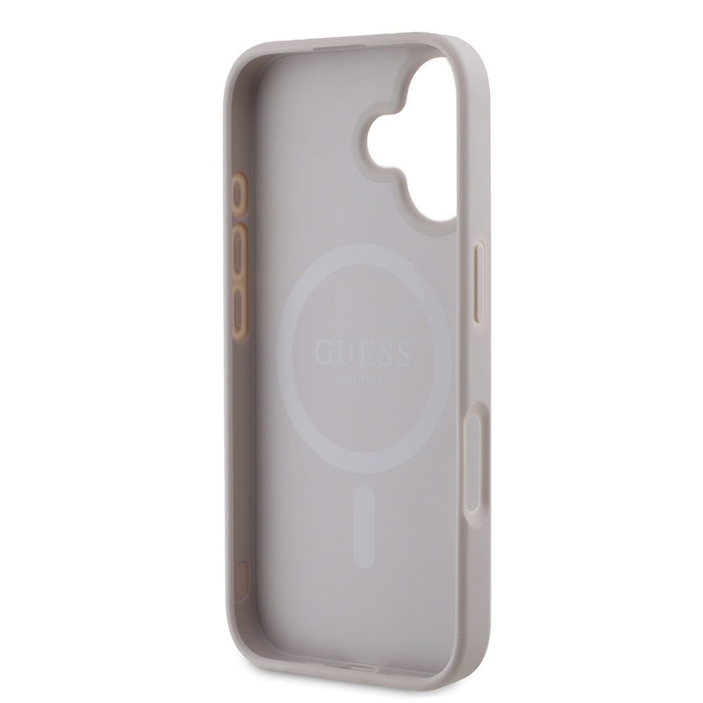 Guess iPhone 16 Plus Orjinal Lisanslı Magsafe Şarj Özellikli 4G Desenli Yazı Logolu Peony Telefon Kılıfı - 19