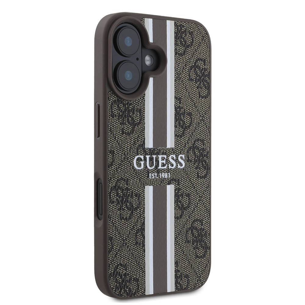 Guess iPhone 16 Plus Orjinal Lisanslı Magsafe Şarj Özellikli 4G Şerit Tasarımlı Printed Telefon Kılıfı - 6