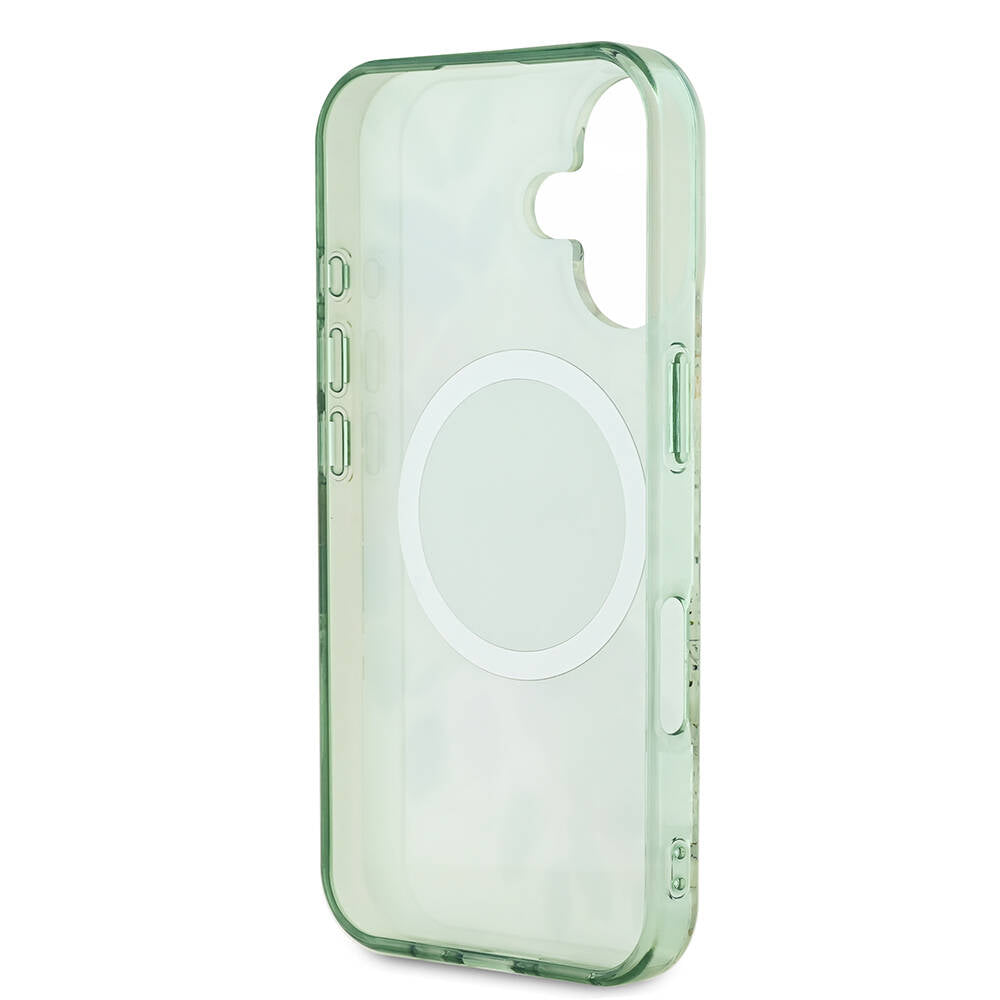 Guess iPhone 16 Plus Orjinal Lisanslı Magsafe Şarj Özellikli IML Baskılı Yazı Logolu Flower Tonal Circle Telefon Kılıfı - 14