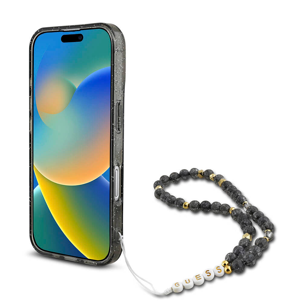 Guess iPhone 16 Plus Orjinal Lisanslı Magsafe Şarj Özellikli Simli Silikon İnci Bileklikli Telefon Kılıfı - 5