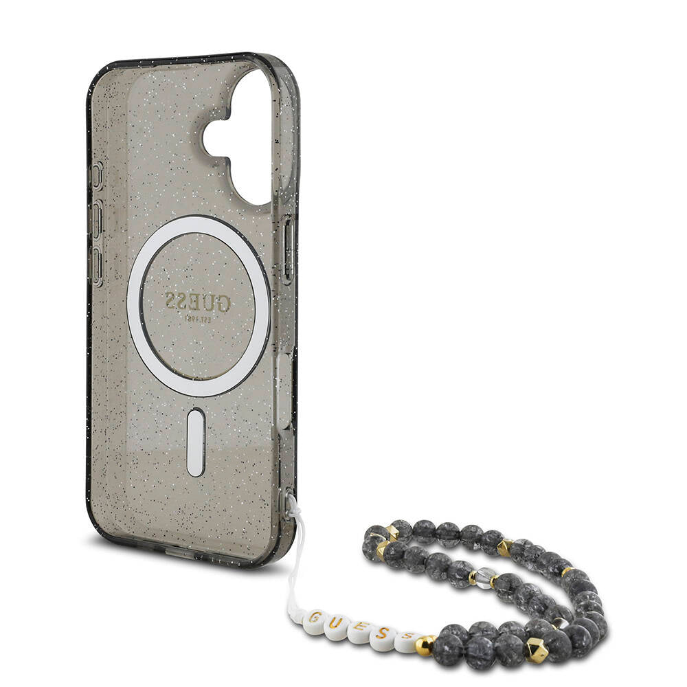 Guess iPhone 16 Plus Orjinal Lisanslı Magsafe Şarj Özellikli Simli Silikon İnci Bileklikli Telefon Kılıfı - 7