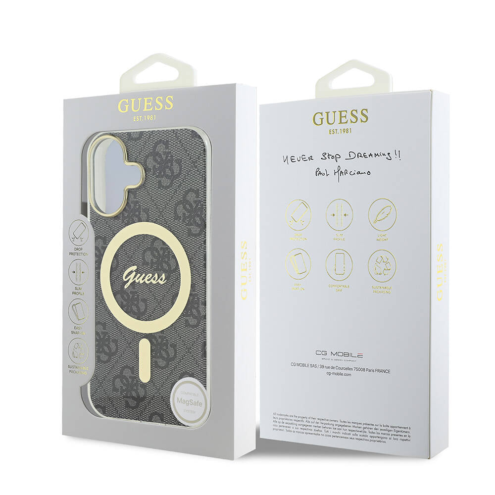 Guess iPhone 16 Plus Orjinal Lisanslı Magsafe Şarj Özellikli Yazı Logolu 4G Desenli Telefon Kılıfı - 24