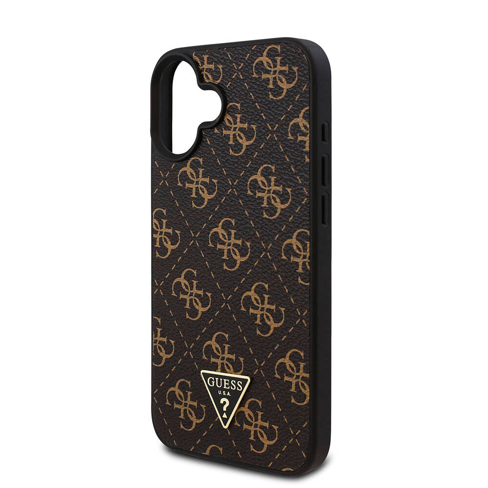 Guess iPhone 16 Plus Orjinal Lisanslı PU Deri 4G Desenli Üçgen Logolu Kılıf