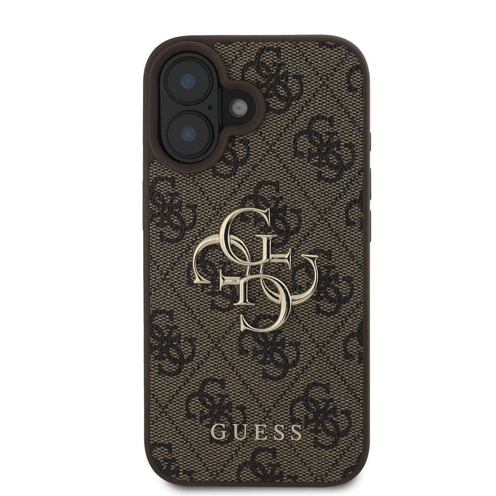Guess iPhone 16 Plus Orjinal Lisanslı PU Deri 4G Desenli Metal Büyük 4G ve Yazı Logolu Telefon Kılıfı - 11