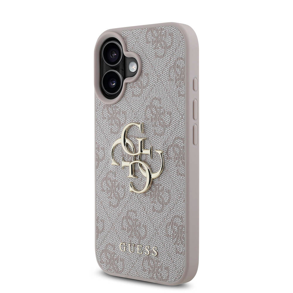 Guess iPhone 16 Plus Orjinal Lisanslı PU Deri 4G Desenli Metal Büyük 4G ve Yazı Logolu Telefon Kılıfı - 18