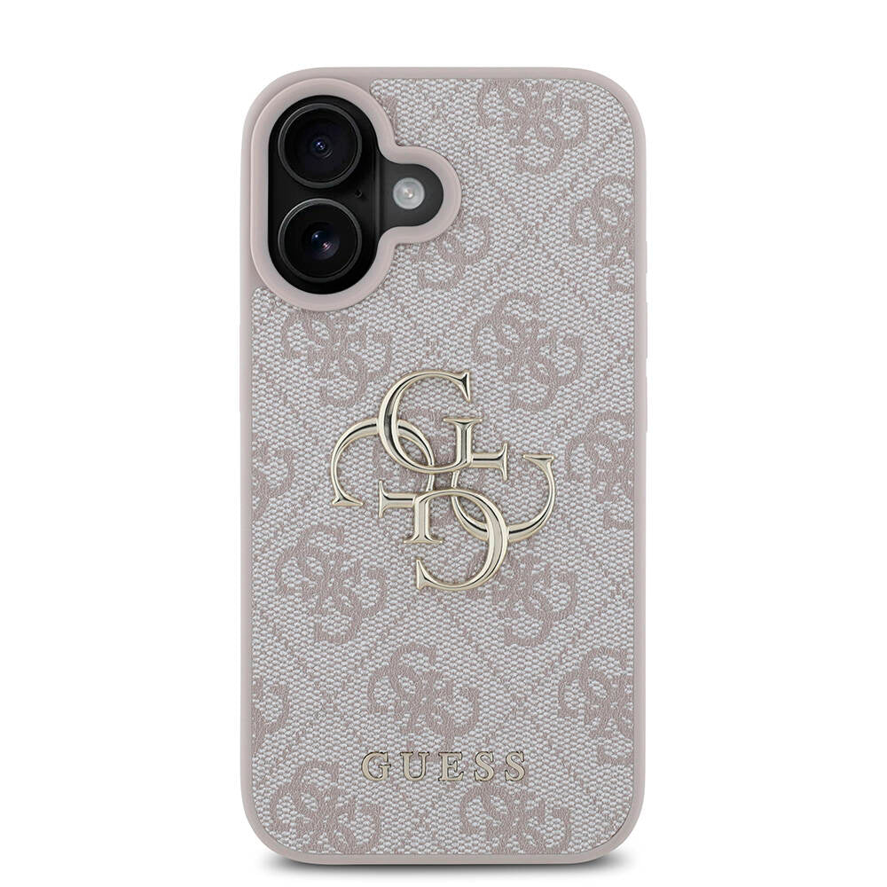 Guess iPhone 16 Plus Orjinal Lisanslı PU Deri 4G Desenli Metal Büyük 4G ve Yazı Logolu Telefon Kılıfı - 19
