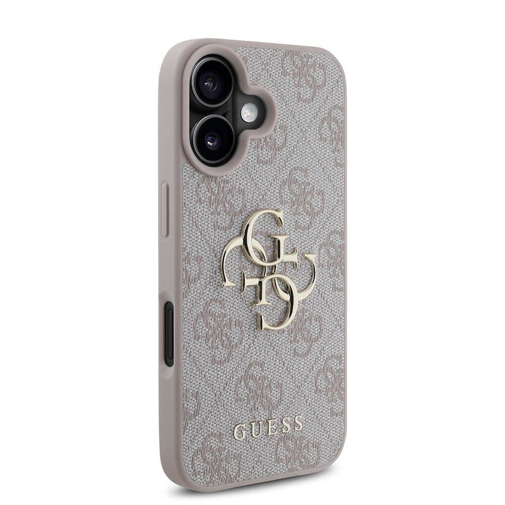 Guess iPhone 16 Plus Orjinal Lisanslı PU Deri 4G Desenli Metal Büyük 4G ve Yazı Logolu Telefon Kılıfı - 20