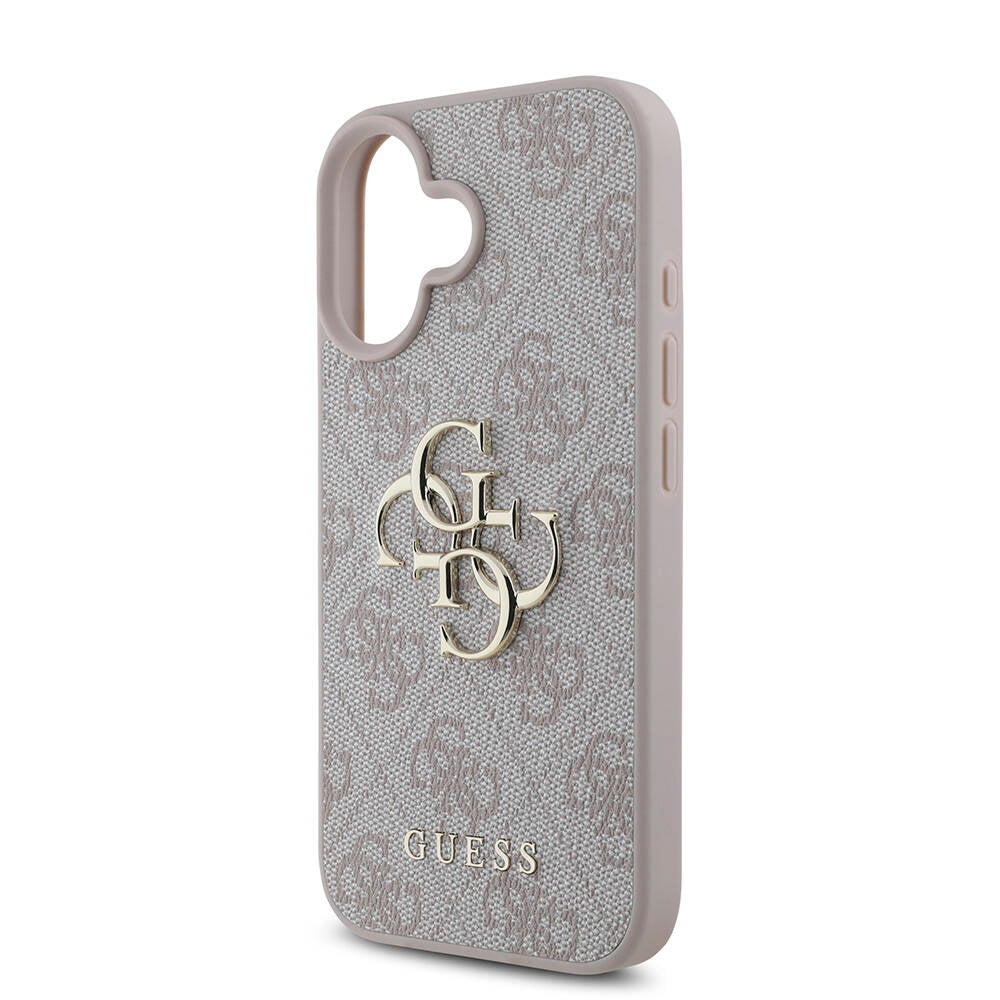 Guess iPhone 16 Plus Orjinal Lisanslı PU Deri 4G Desenli Metal Büyük 4G ve Yazı Logolu Telefon Kılıfı - 22