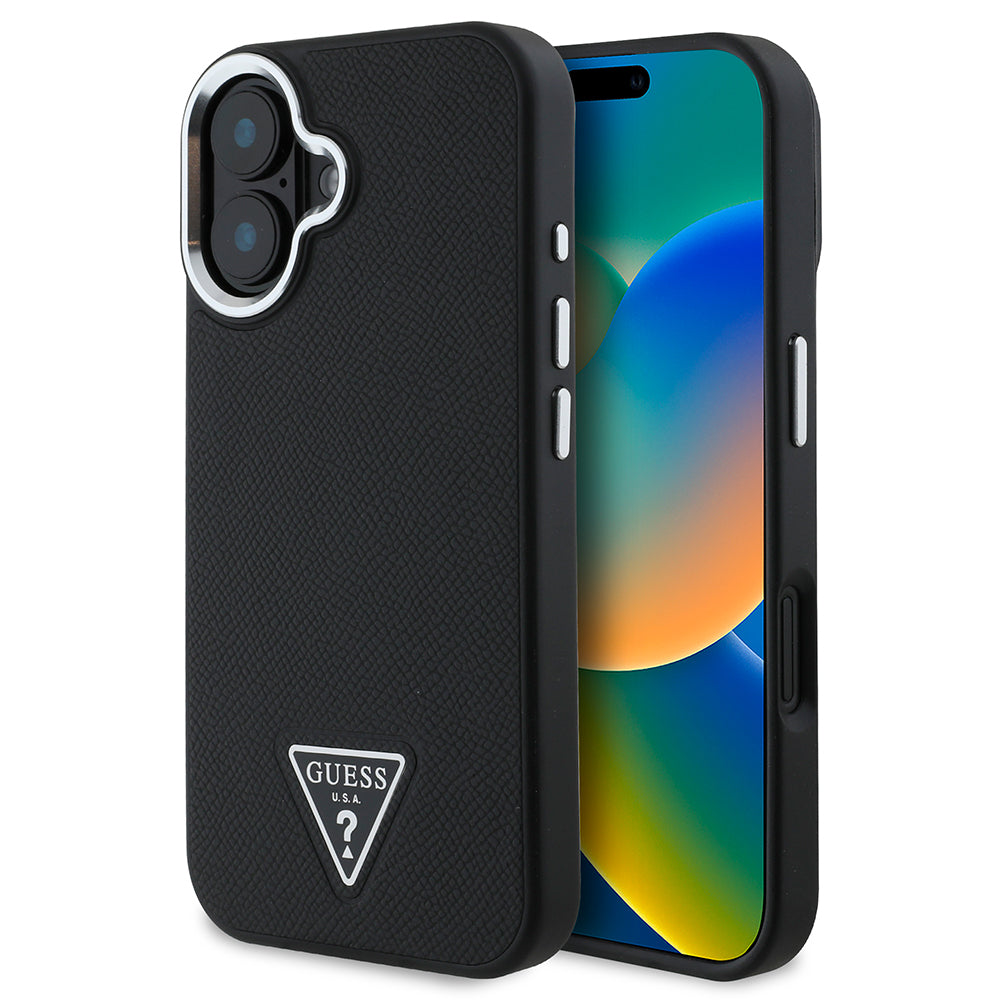 Guess iPhone 16 Plus Orjinal Lisanslı Magsafe Şarj Özellikli Grained Triangle Telefon Kılıfı-9