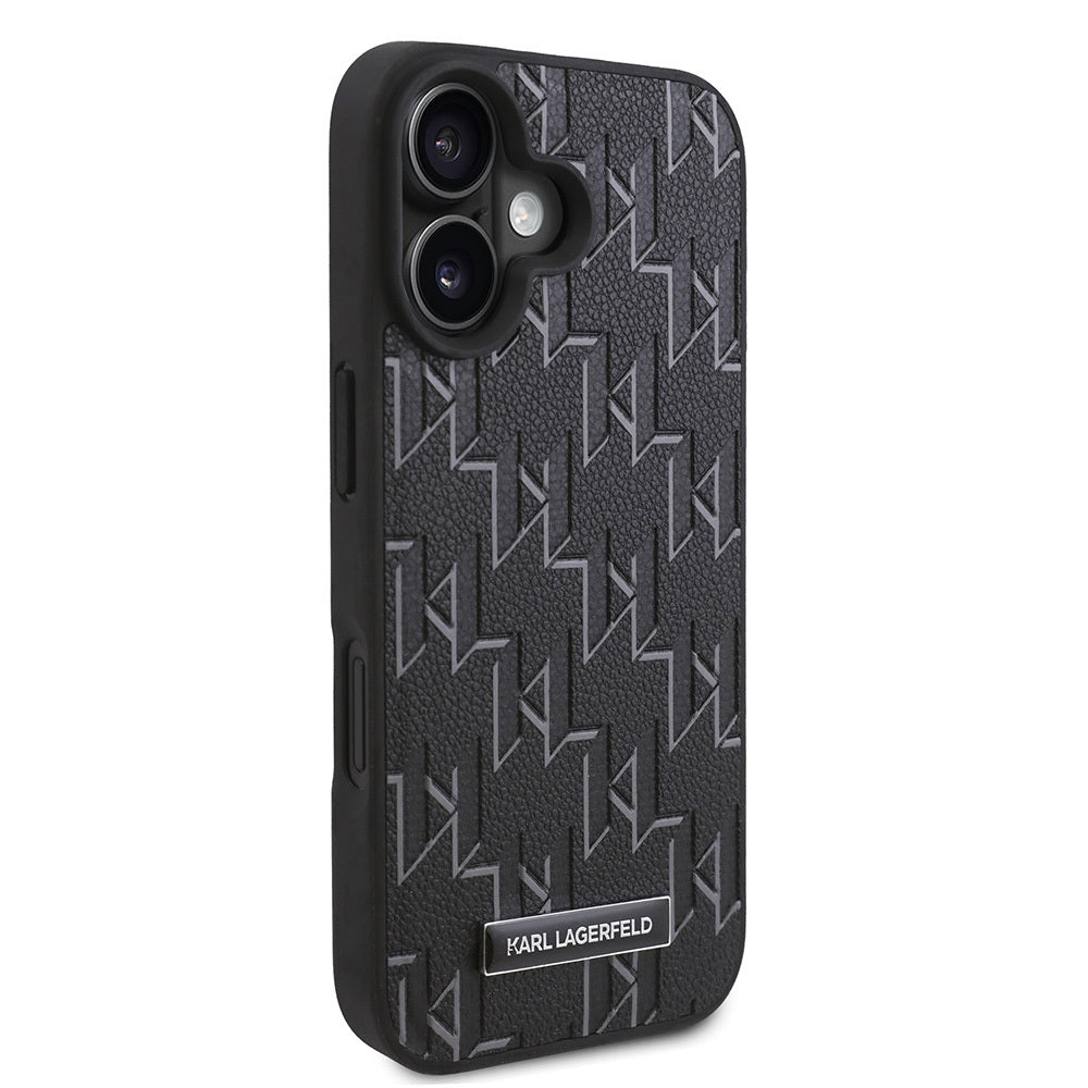 Karl Lagerfeld iPhone 16 Plus Orjinal Lisanslı Magsafe Şarj Özellikli KL Yazılı Hot Stamp Telefon Kılıfı-4