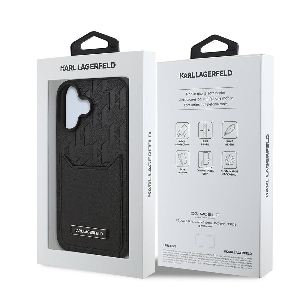 Karl Lagerfeld iPhone 16 Plus Orjinal Lisanslı Kartlıklı Cardslot Monogram Telefon Kılıfı - 8