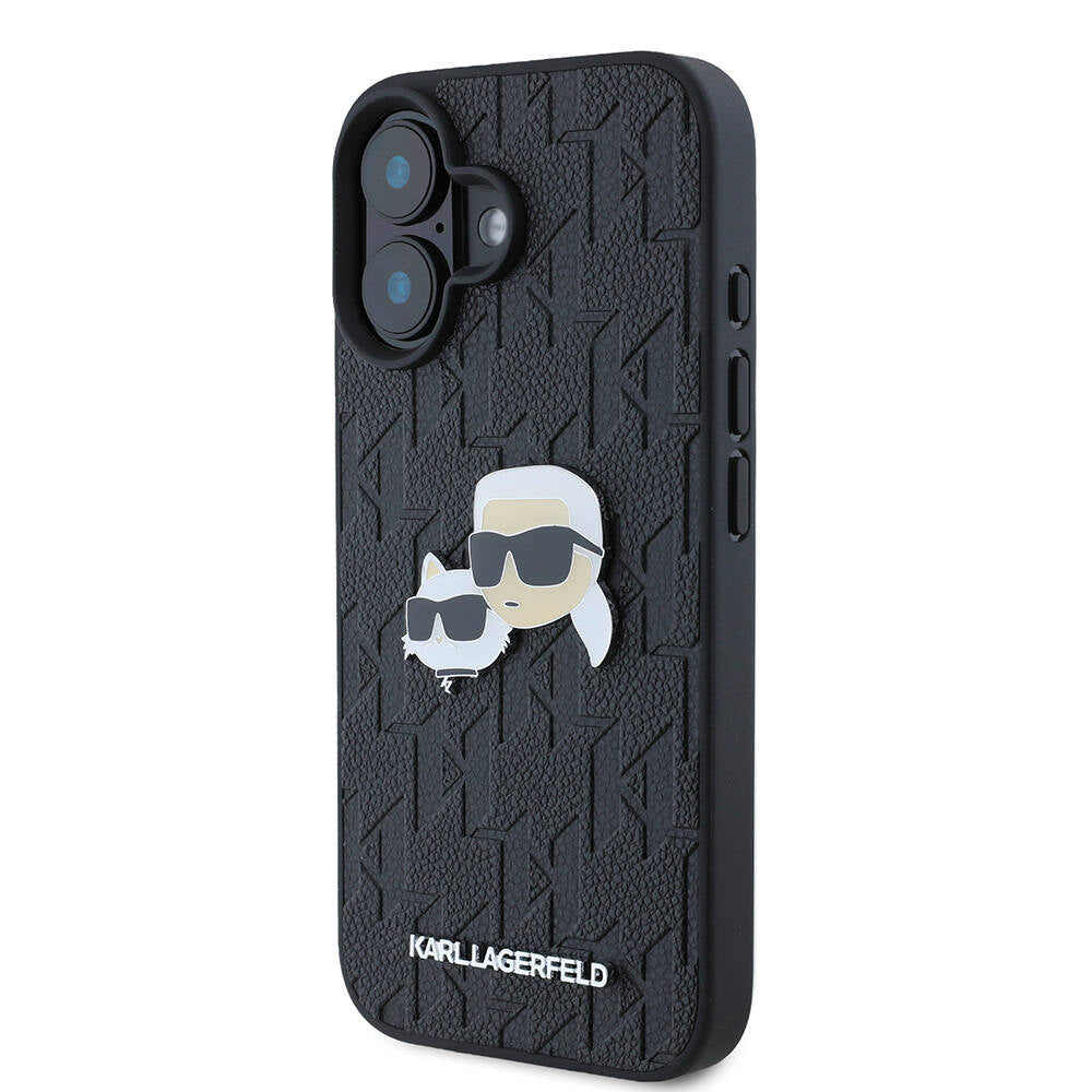 Karl Lagerfeld iPhone 16 Plus Orjinal Lisanslı K&C Heads Monogram Pin Telefon Kılıfı - 2