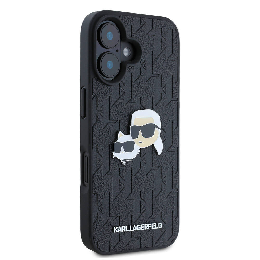 Karl Lagerfeld iPhone 16 Plus Orjinal Lisanslı K&C Heads Monogram Pin Telefon Kılıfı - 4