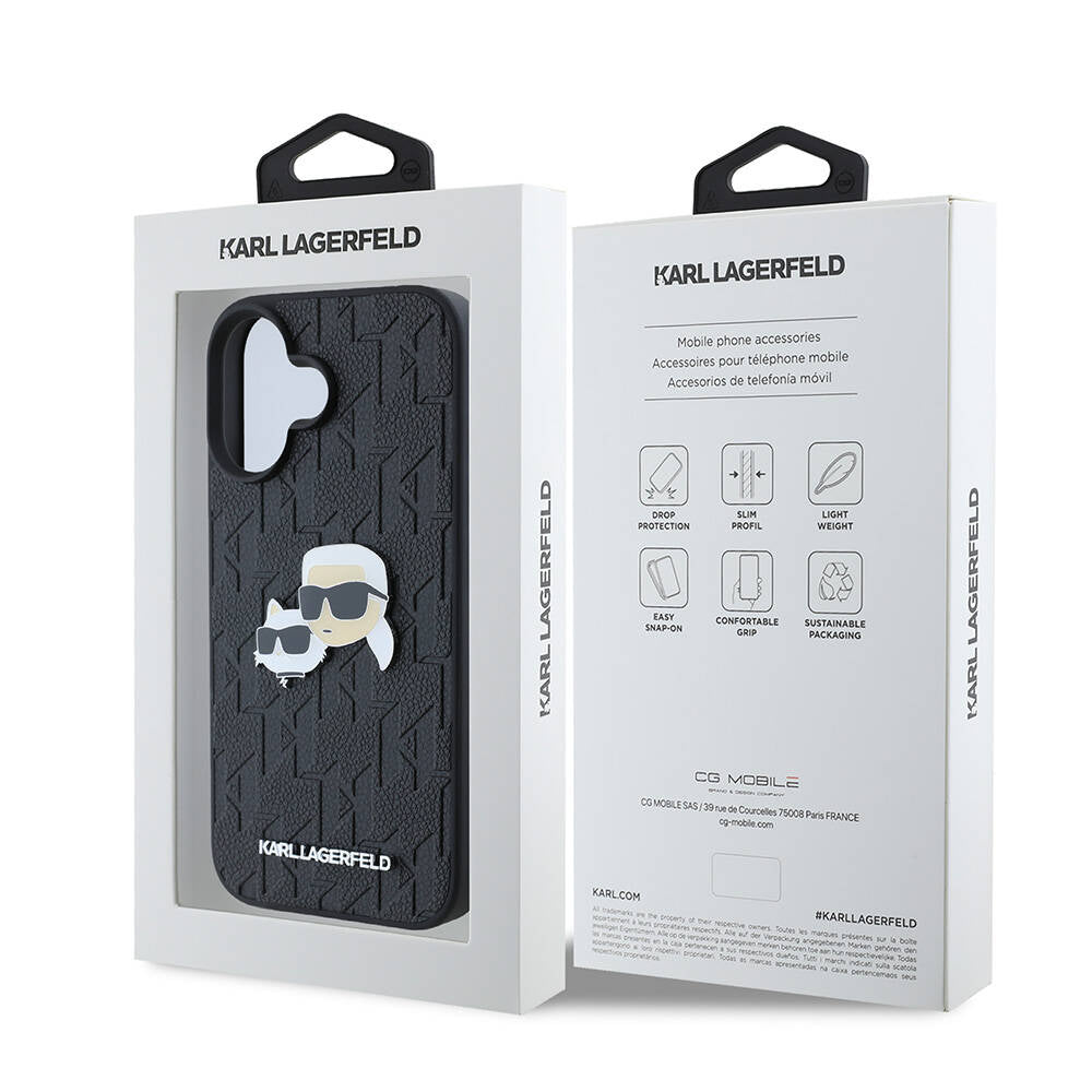 Karl Lagerfeld iPhone 16 Plus Orjinal Lisanslı K&C Heads Monogram Pin Telefon Kılıfı - 8