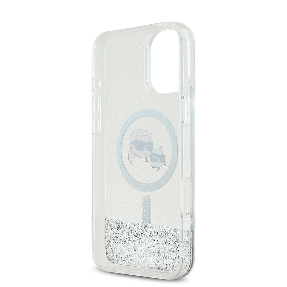 Karl Lagerfeld iPhone 16 Plus Orjinal Lisanslı Magsafe Şarj Özellikli Sıvılı Simli K&C Heads Telefon Kılıfı - 7
