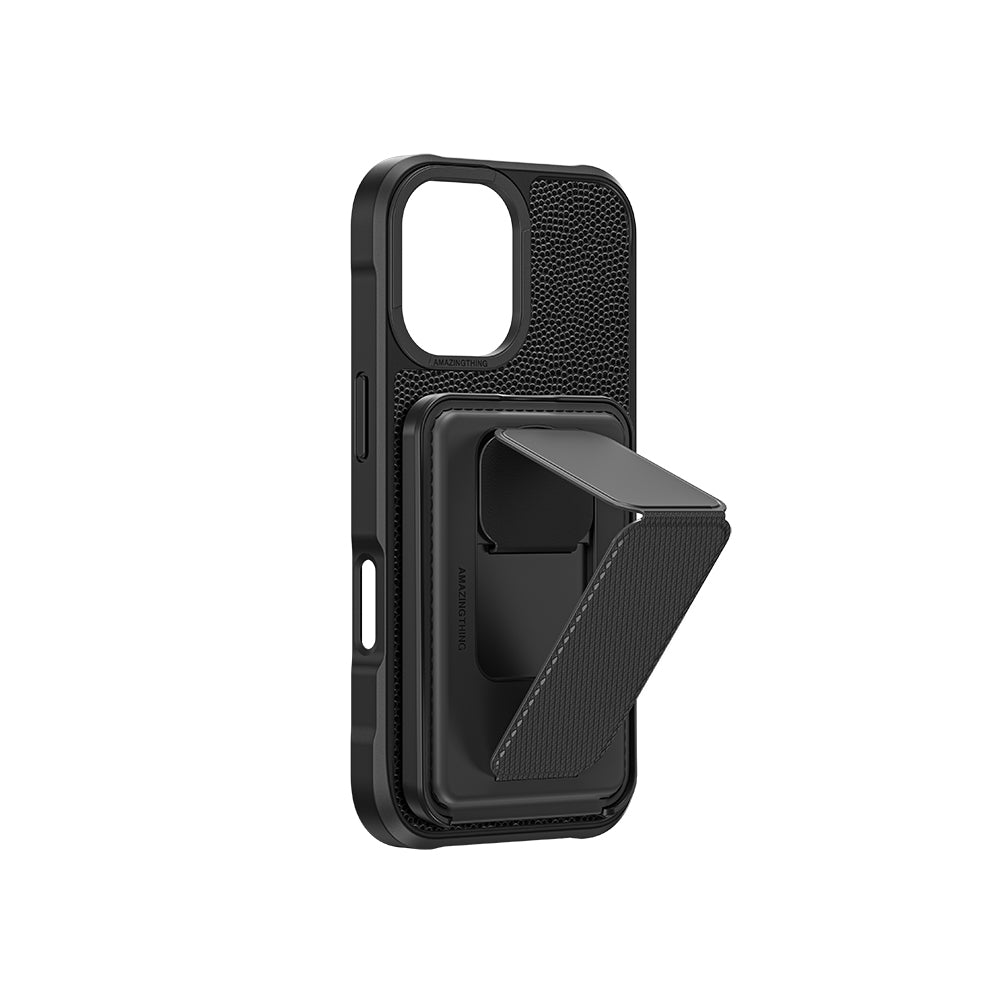 Amazinghing Glamour Luxe Serisi iPhone 16 Plus Magsafe Standlı Kartlıklı Set Telefon Kılıfı - 4