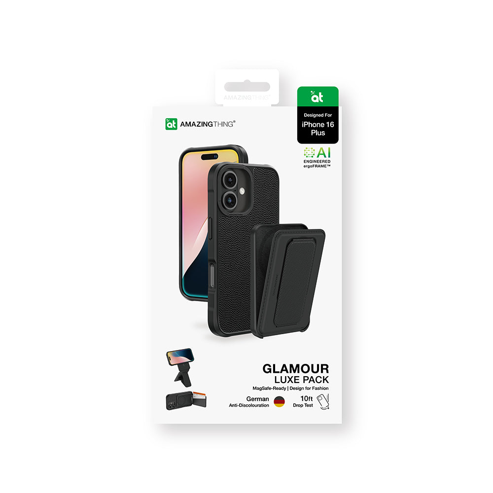 Amazinghing Glamour Luxe Serisi iPhone 16 Plus Magsafe Standlı Kartlıklı Set Telefon Kılıfı - 14