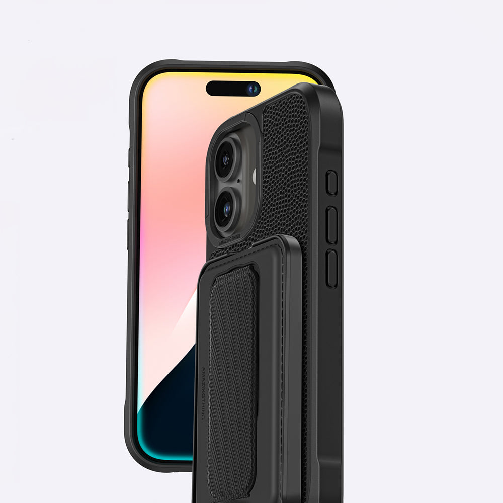 Amazinghing Glamour Luxe Serisi iPhone 16 Plus Magsafe Standlı Kartlıklı Set Telefon Kılıfı - 12