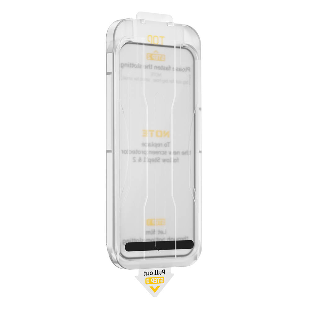 Wiwu SQ-008 iPhone 16 Plus Oleofobik Easy Install Darbeye Karşı Dayanıklı Temperli Cam Ekran Koruyucu + Kolay Uygulama Aparatlı