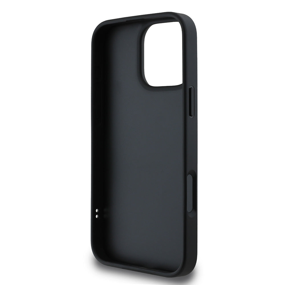DKNY iPhone 16 Pro Orjinal Lisanslı Kapitone Tasarımlı Metal Logolu Deri Kılıf