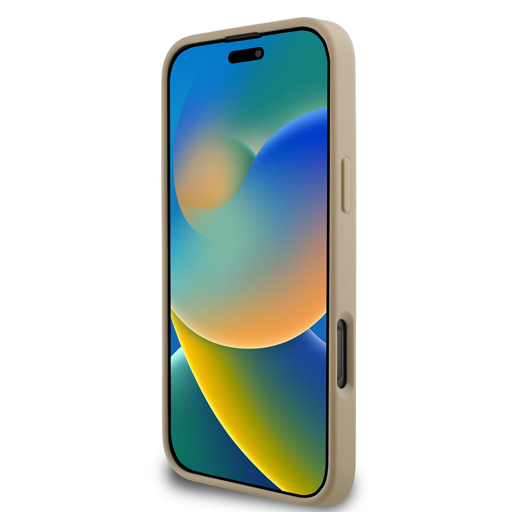 DKNY iPhone 16 Pro Orjinal Lisanslı Kapitone Tasarımlı Metal Logolu Deri Kılıf
