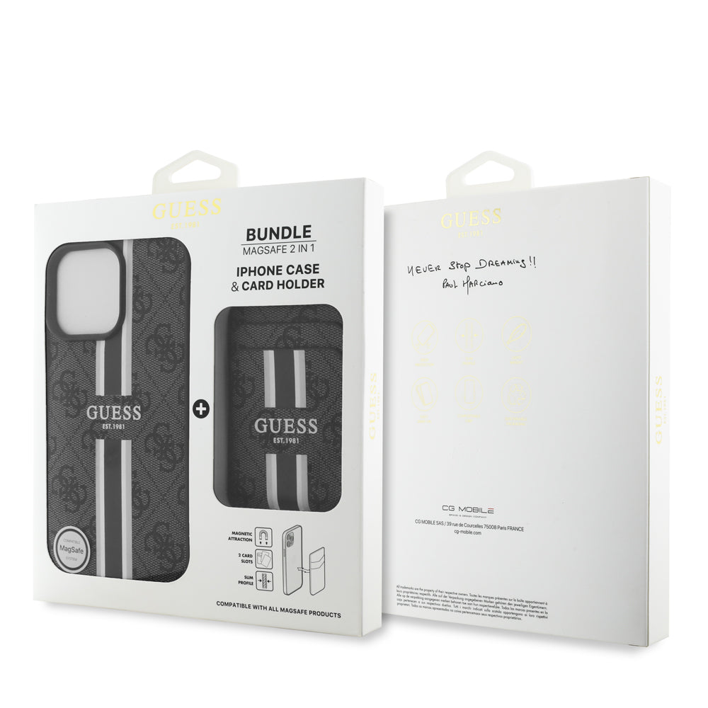 Guess iPhone 16 Pro Orjinal Lisanslı Magsafe 4G Desenli Çizgili Kartlıklı Telefon Kılıfı-6
