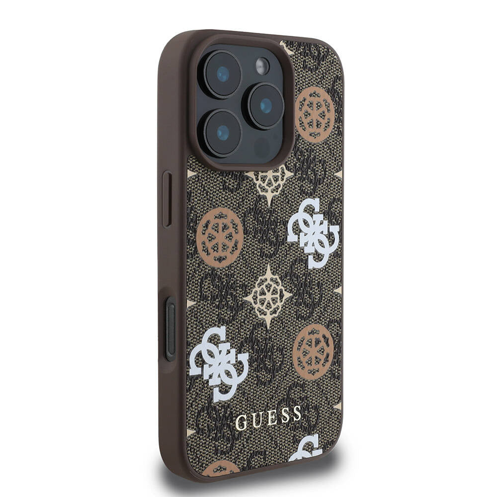 Guess iPhone 16 Pro Orjinal Lisanslı Magsafe Şarj Özellikli 4G Desenli Yazı Logolu Peony Telefon Kılıfı - 4