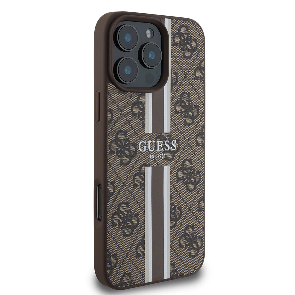 Guess iPhone 16 Pro Orjinal Lisanslı Magsafe Şarj Özellikli 4G Şerit Tasarımlı Printed Telefon Kılıfı - 18