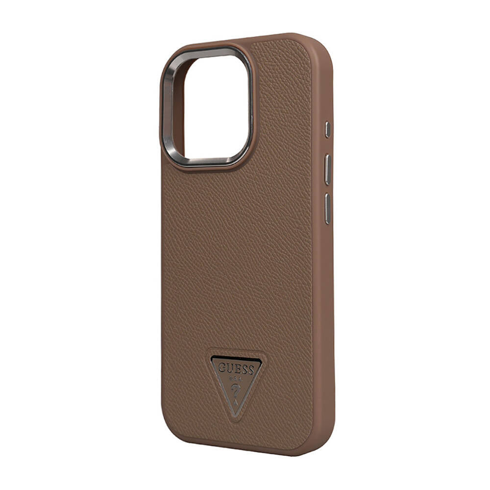 Guess iPhone 16 Pro Orjinal Lisanslı Magsafe Şarj Özellikli Grained Triangle Telefon Kılıfı - 9
