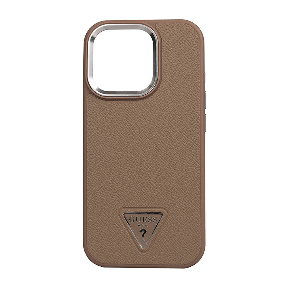 Guess iPhone 16 Pro Orjinal Lisanslı Magsafe Şarj Özellikli Grained Triangle Telefon Kılıfı - 10