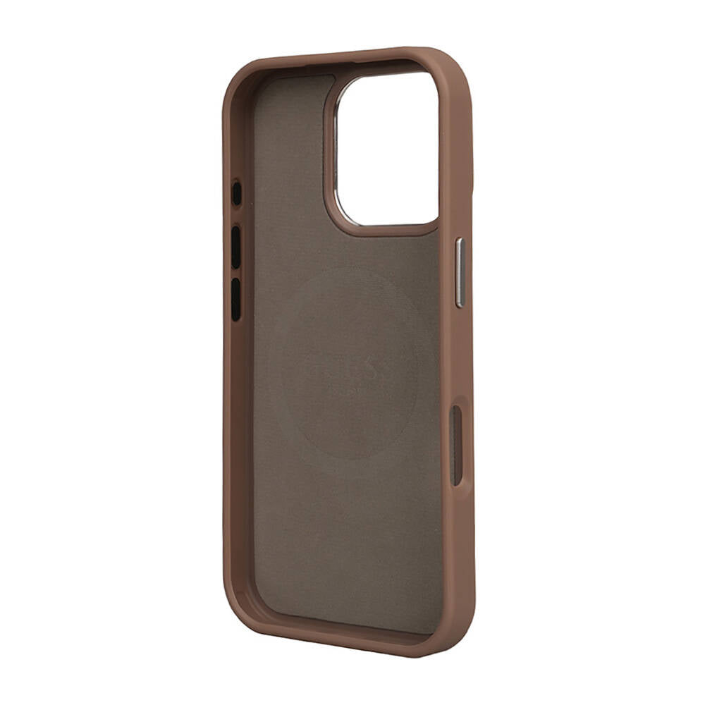 Guess iPhone 16 Pro Orjinal Lisanslı Magsafe Şarj Özellikli Grained Triangle Telefon Kılıfı - 11