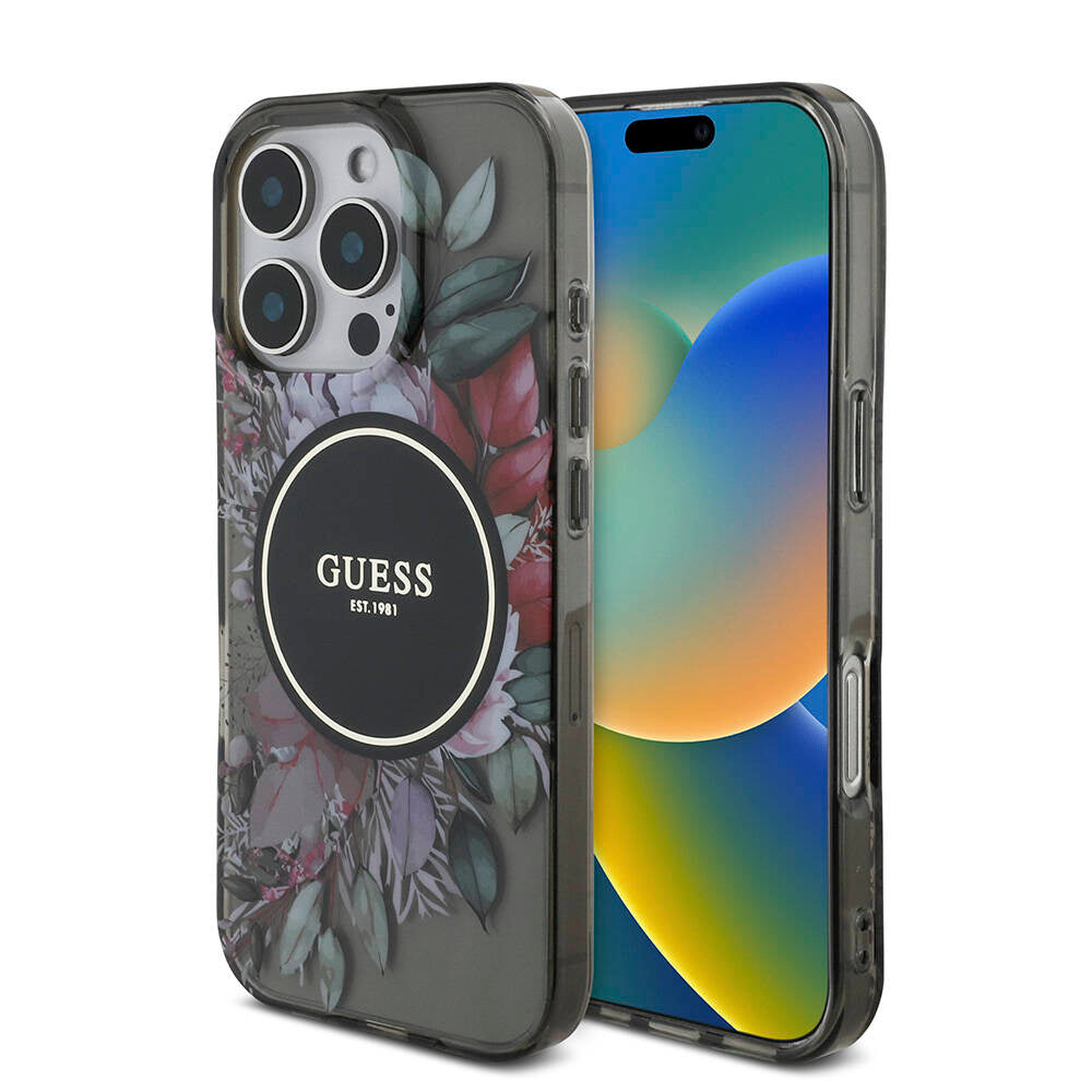 Guess iPhone 16 Pro Orjinal Lisanslı Magsafe Şarj Özellikli IML Baskılı Çiçek İnci Bileklikli Telefon Kılıfı - 18
