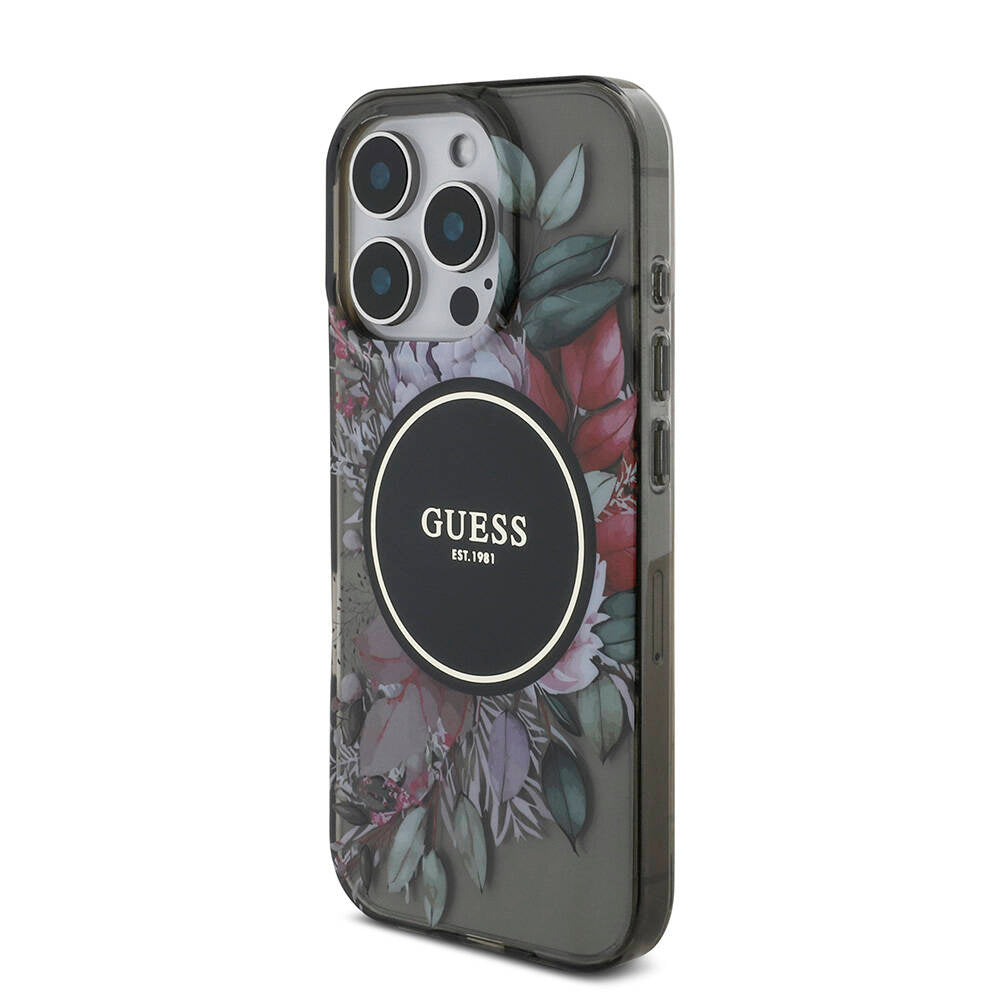 Guess iPhone 16 Pro Orjinal Lisanslı Magsafe Şarj Özellikli IML Baskılı Çiçek İnci Bileklikli Telefon Kılıfı - 11