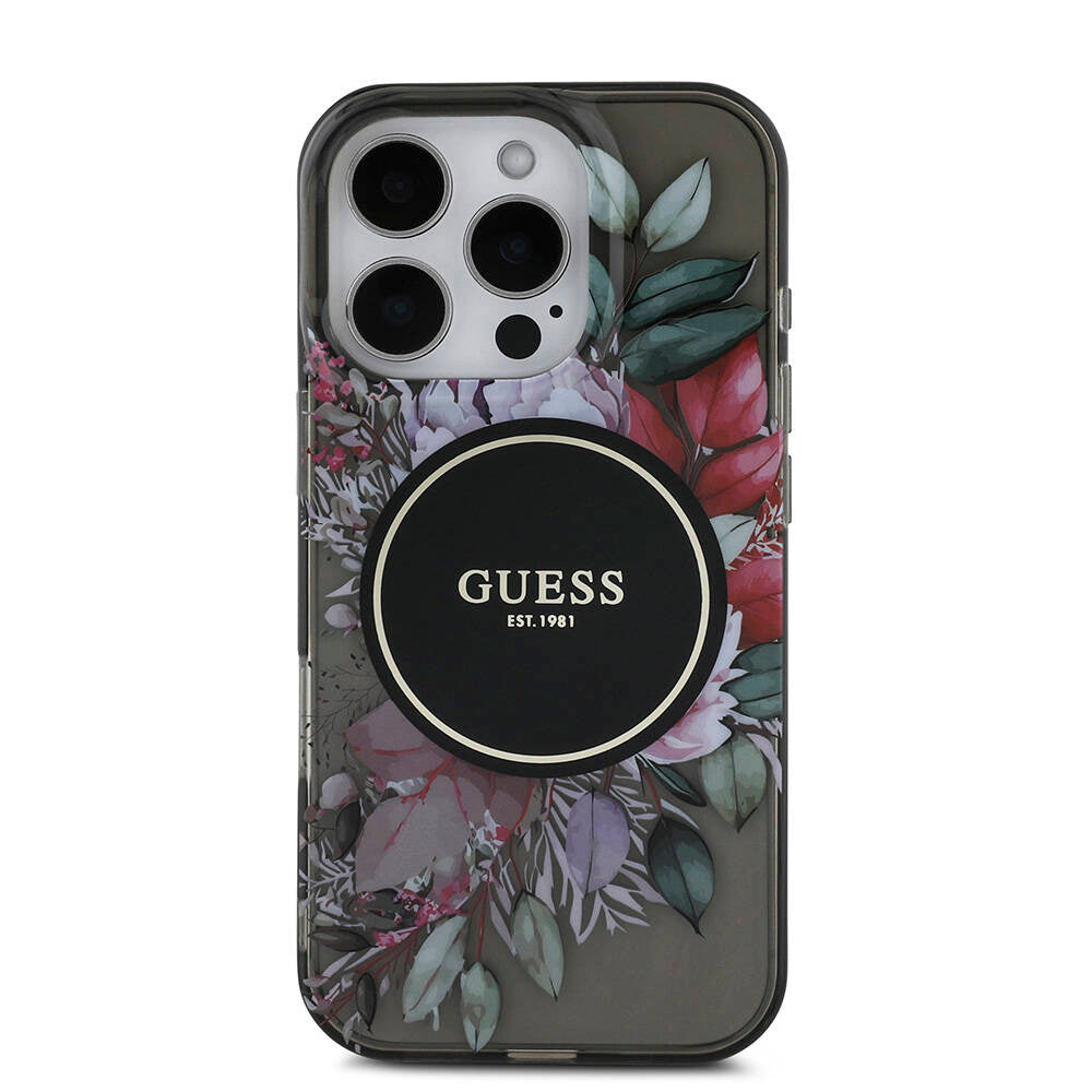 Guess iPhone 16 Pro Orjinal Lisanslı Magsafe Şarj Özellikli IML Baskılı Çiçek İnci Bileklikli Telefon Kılıfı - 13