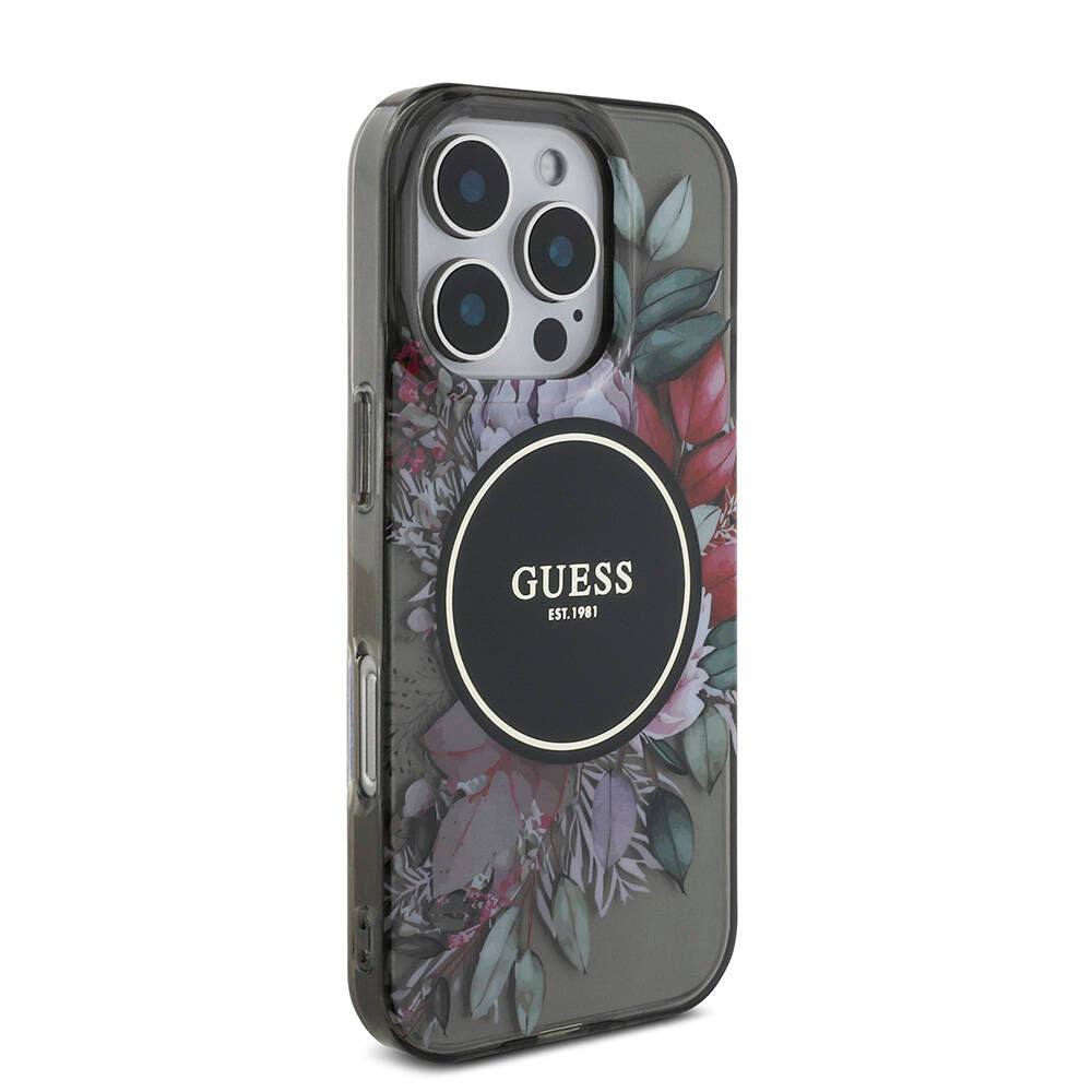 Guess iPhone 16 Pro Orjinal Lisanslı Magsafe Şarj Özellikli IML Baskılı Çiçek İnci Bileklikli Telefon Kılıfı - 14