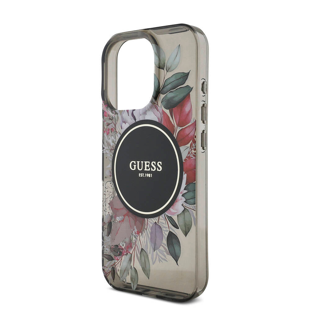 Guess iPhone 16 Pro Orjinal Lisanslı Magsafe Şarj Özellikli IML Baskılı Çiçek İnci Bileklikli Telefon Kılıfı - 16