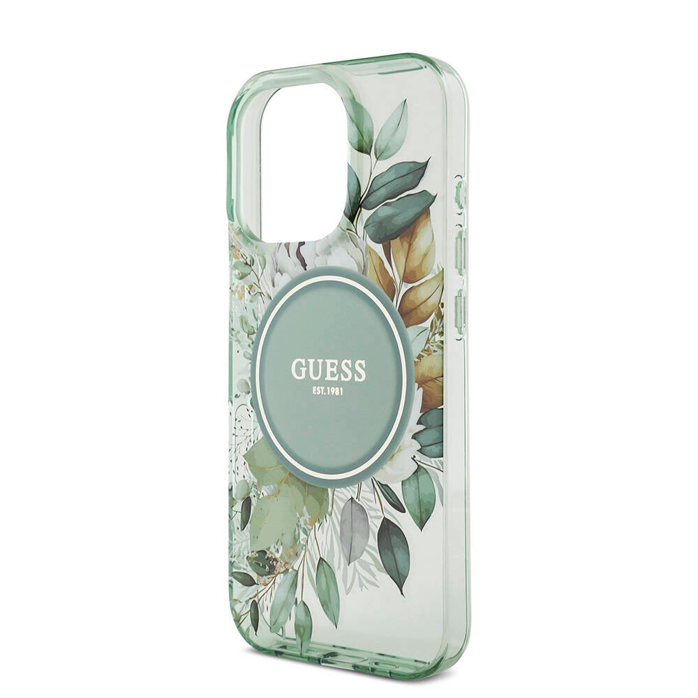 Guess iPhone 16 Pro Orjinal Lisanslı Magsafe Şarj Özellikli IML Baskılı Çiçek İnci Bileklikli Telefon Kılıfı - 25