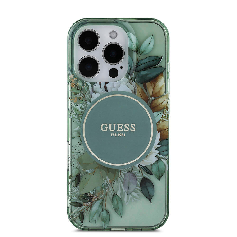 Guess iPhone 16 Pro Orjinal Lisanslı Magsafe Şarj Özellikli IML Baskılı Çiçek İnci Bileklikli Telefon Kılıfı - 21