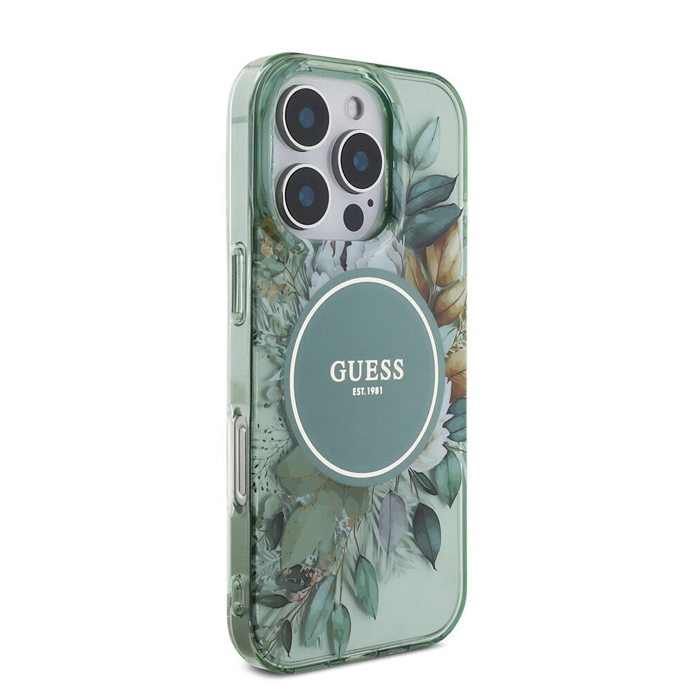 Guess iPhone 16 Pro Orjinal Lisanslı Magsafe Şarj Özellikli IML Baskılı Çiçek İnci Bileklikli Telefon Kılıfı - 22