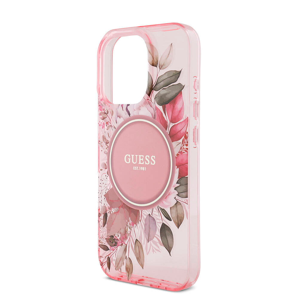 Guess iPhone 16 Pro Orjinal Lisanslı Magsafe Şarj Özellikli IML Baskılı Çiçek İnci Bileklikli Telefon Kılıfı - 33