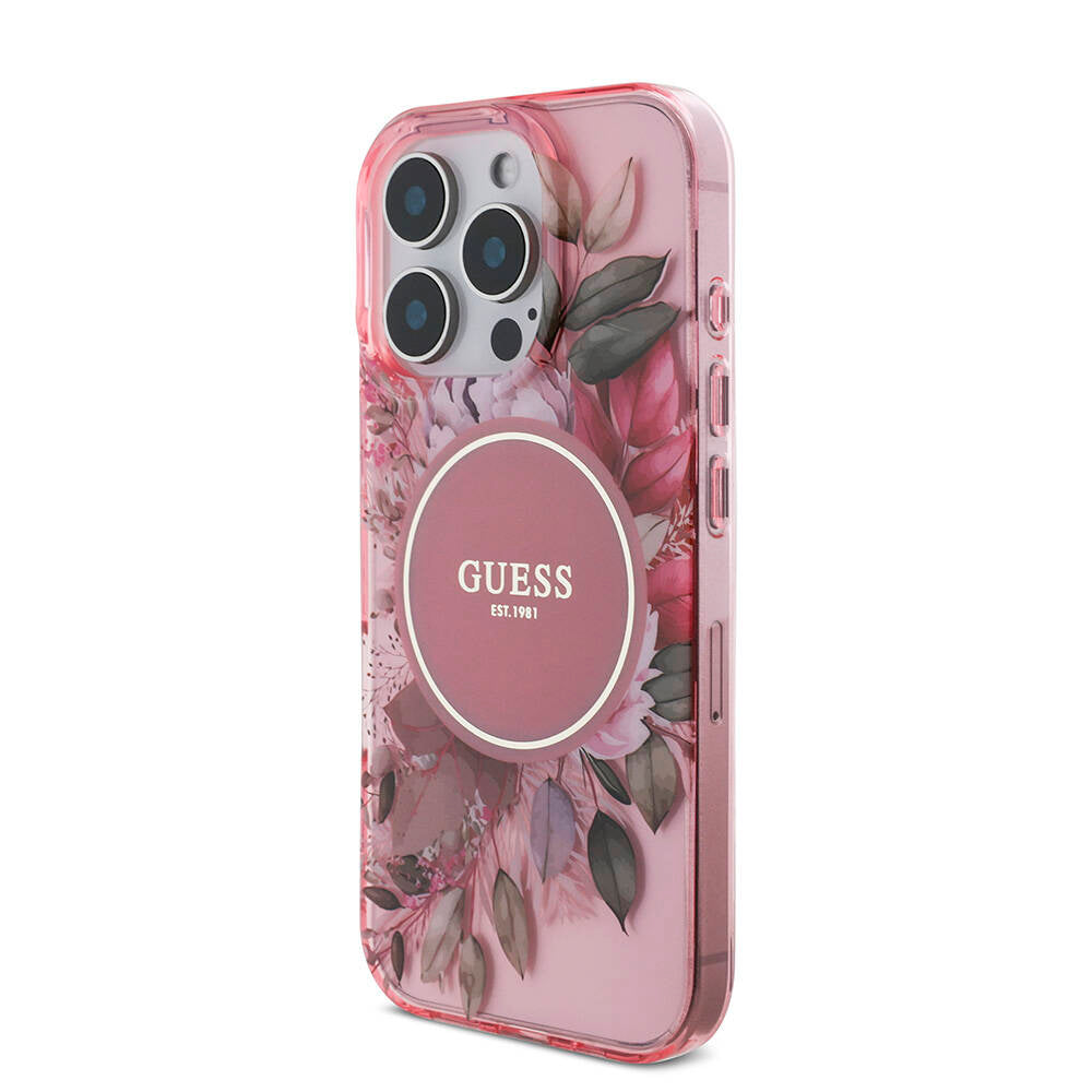 Guess iPhone 16 Pro Orjinal Lisanslı Magsafe Şarj Özellikli IML Baskılı Çiçek İnci Bileklikli Telefon Kılıfı - 28