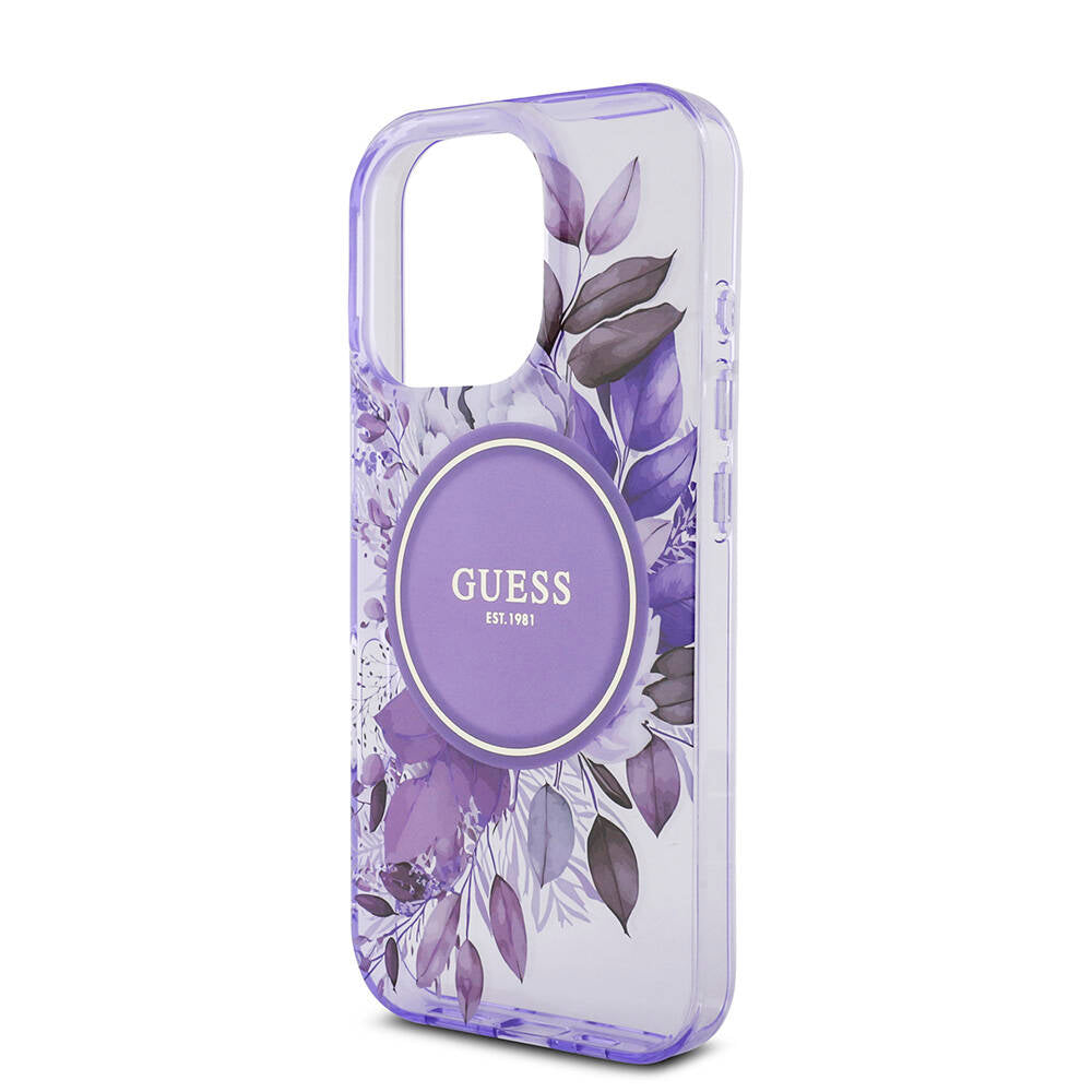 Guess iPhone 16 Pro Orjinal Lisanslı Magsafe Şarj Özellikli IML Baskılı Çiçek İnci Bileklikli Telefon Kılıfı - 7