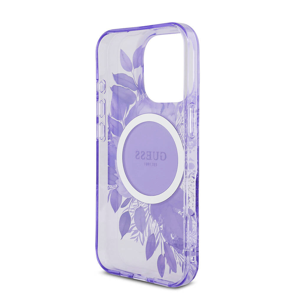 Guess iPhone 16 Pro Orjinal Lisanslı Magsafe Şarj Özellikli IML Baskılı Çiçek İnci Bileklikli Telefon Kılıfı - 8